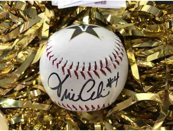 4 Vanderbilt 2017 Home Game Baseball Tickets & Head Coach Tim Corbin Signed Baseball - Photo 3