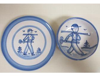 Four M.A. Hadley Ski Plates and Bowls