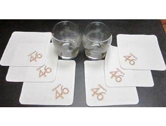 Set of Two Maker's Mark Etched glasses and Coasters