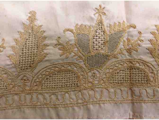 Unique Antique Fringed Table Cloth or Dresser Scarf