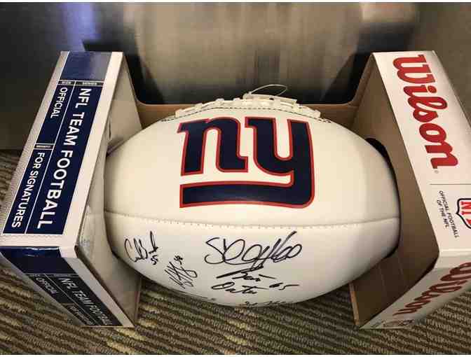 Autographed Giants Football with Giants Merchandise