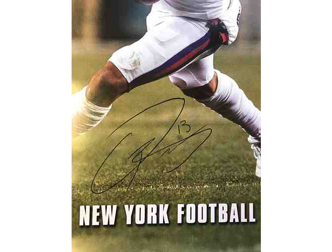 Autographed New York Giants Team Football with Autographed Odell Beckham Jr. Poster