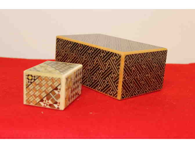 2 Inlaid-Wood Japanese Puzzle Boxes