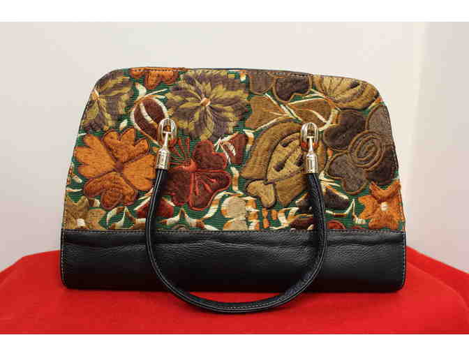 Domins Embroidered Leather Handbag