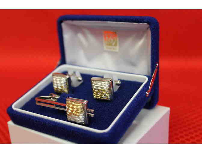 Handmade Woven Kumihimo Cufflinks & Tie Clip from Iga-Ueuo