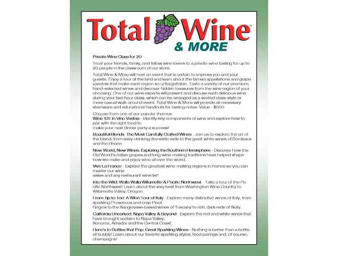 Total Wine & More Private Wine Class Experience