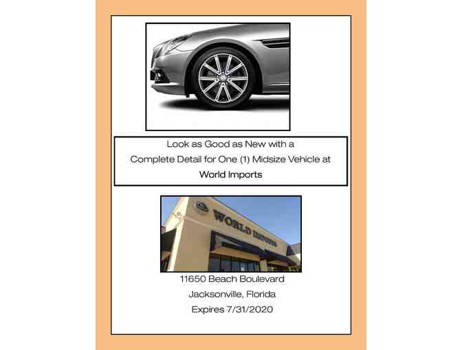 World Imports Gift Certificate - Complete Detail for 1 Mid-Size Vehicle