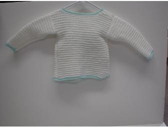 Ruby Hata Designs - White and Mint Green Sweater - 12 month
