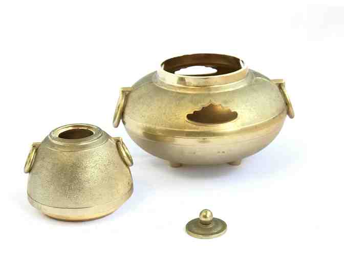 Golden Ceramic Vessel with Lid