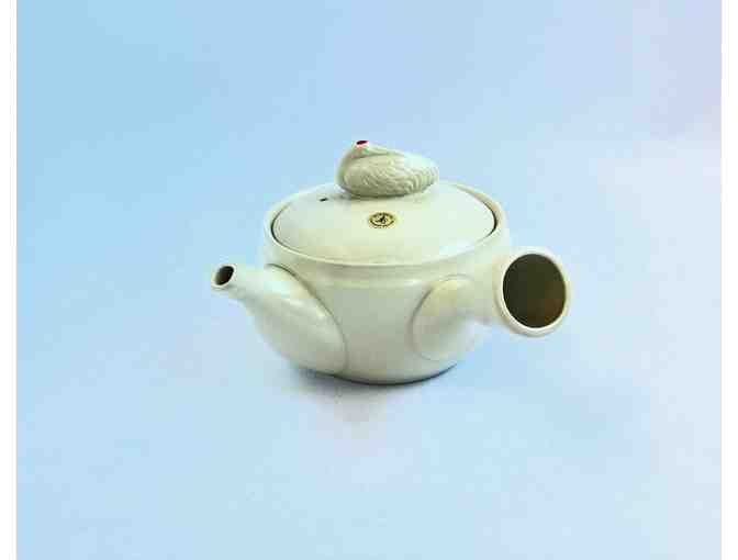 Beige Japanese Ceramic Teapot with Crane