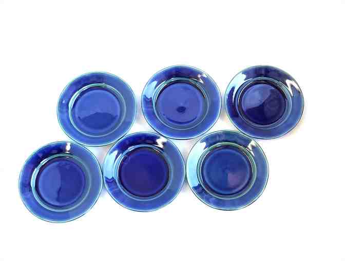 Blue Dish with Green Ring (Set of 6)