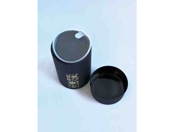 Black Tea Canister with Gold Flowers