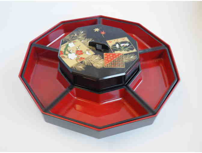 Black and Red Lacquer Lazy Susan - Photo 1