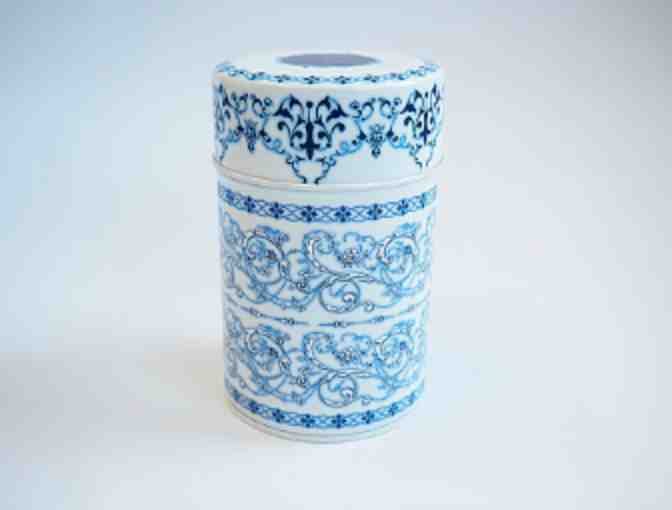 Kotobuki Blue Patterned Tea Cannister