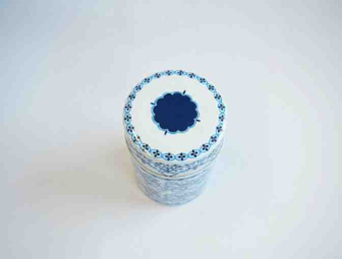 Kotobuki Blue Patterned Tea Cannister