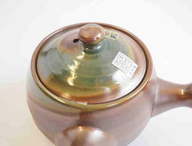 Kotobuki Green and Brown Kyusu (Japanese teapot)