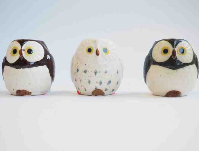 Kotobuki Three Small Owl Toothpick Holders