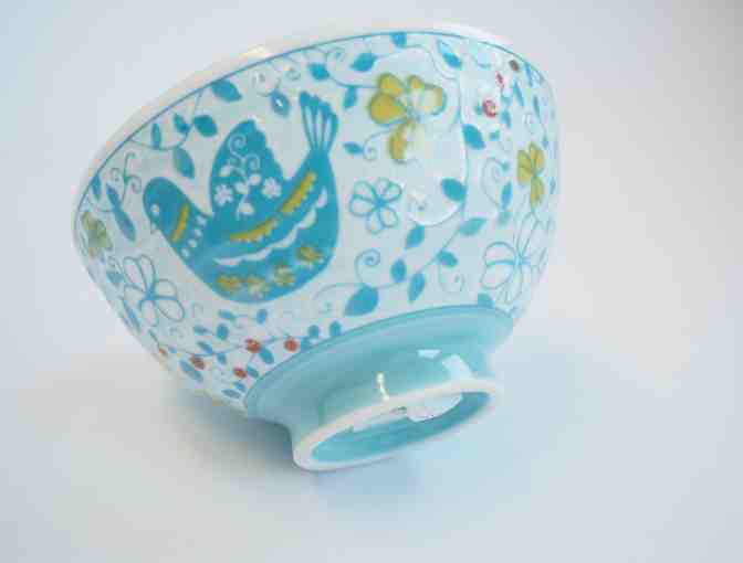 Kotobuki Blue Bird and Flower Bowl - Photo 1