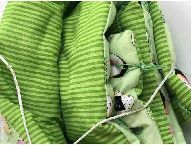 STAFF-CREATED: Green Printed Handmade Blanket to Go (Mini Futon)