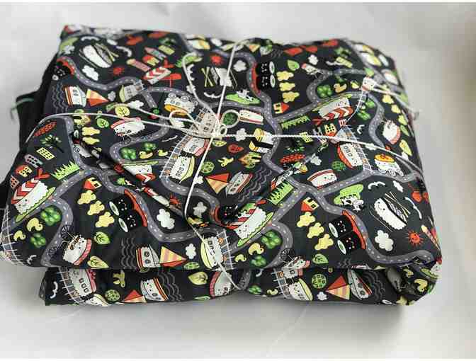 STAFF-CREATED: Black Printed Handmade Blanket to Go (Mini Futon)