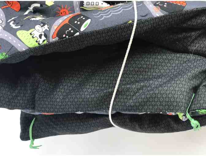 STAFF-CREATED: Black Printed Handmade Blanket to Go (Mini Futon)