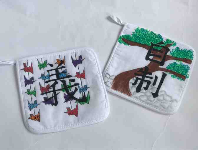 KASE INTERN-CREATED: Two Hand Drawn Bushido Themed Pot Holders