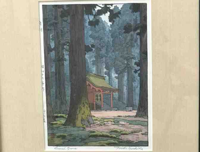 Tokaido Arts: Sacred Grove, Japanese Woodblock Print by Toshi Toshida