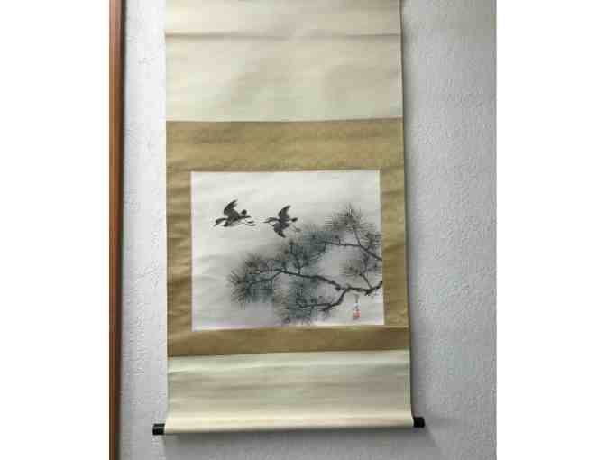Traditional Japanese Scroll with Birds