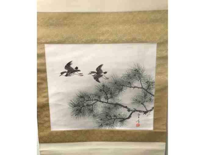 Traditional Japanese Scroll with Birds