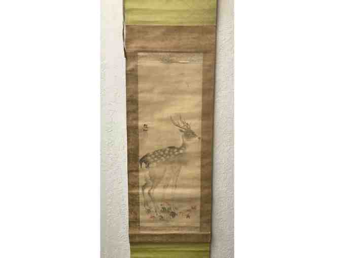 Traditional Japanese Scroll with Deer - Photo 1