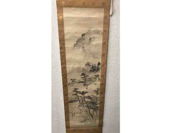 Traditional Japanese Scroll with Trees - Photo 1