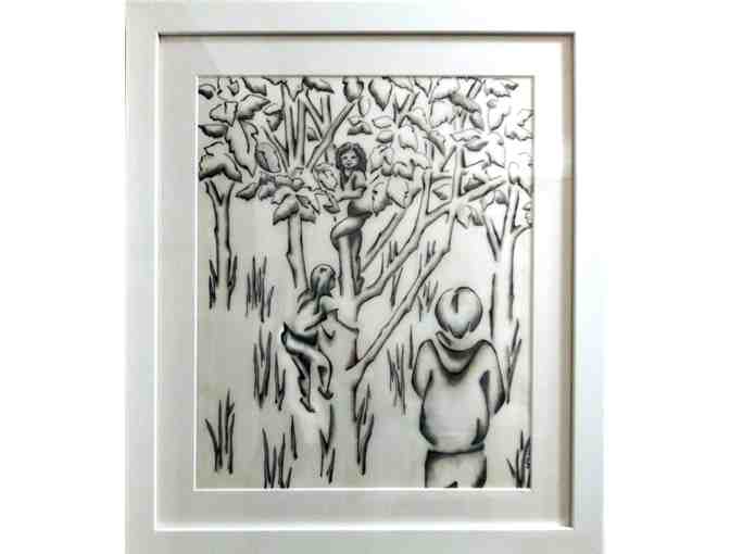 The Climbing Tree (Framed Ink and Graphite Drawing) by Ruth Petersen Shorer