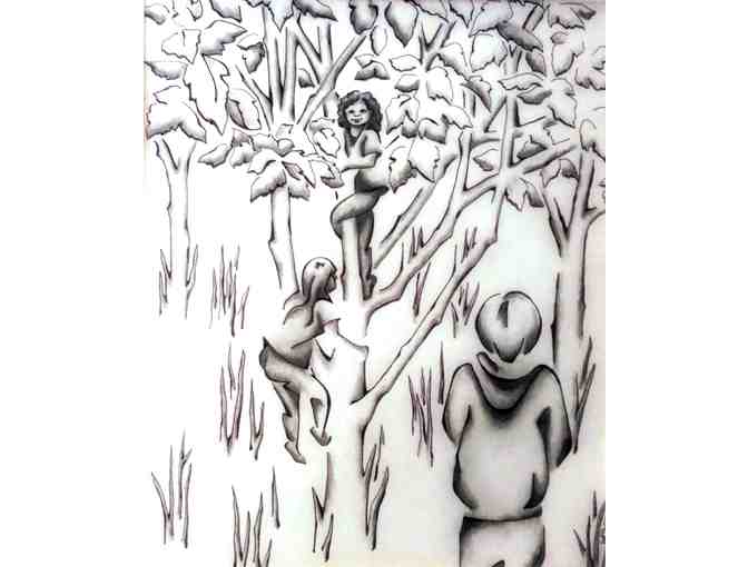 The Climbing Tree (Framed Ink and Graphite Drawing) by Ruth Petersen Shorer