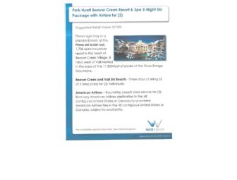 Park Hyatt Beaver Creek Resort & Spa 3-Night Ski Experience with Airfare for (2)