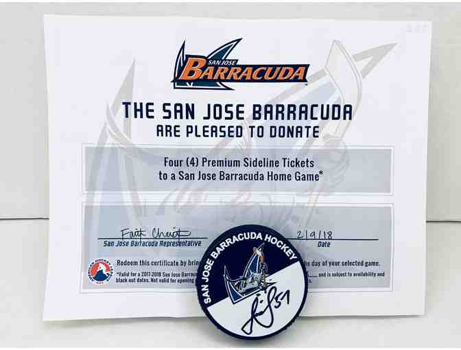 San Jose Barracuda Tickets and Autographed Puck