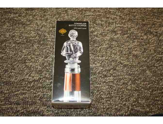 Red Glass Decorative Bowl & Crystal Bottle Stopper