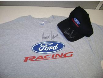Ford Racing Hat and T-Shirt autographed by Marcos Ambrose