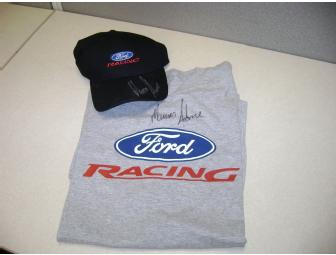 Ford Racing Hat and T-Shirt autographed by Marcos Ambrose