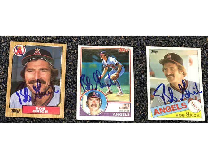 Set of 3 Bobby Grich Autographed Baseball Cards Plus 8x10 Autographed Picture