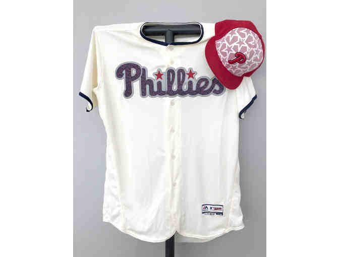 GAME WORN Philadelphia Phillies Star Jimmy Paredes Jersey & Hat