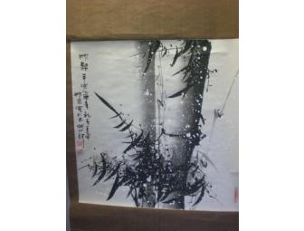 Art Hand Painted Ink & Watercolor Chinese Scroll