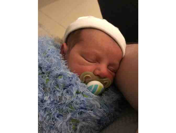 Baby Blanket Blue Hand Crocheted