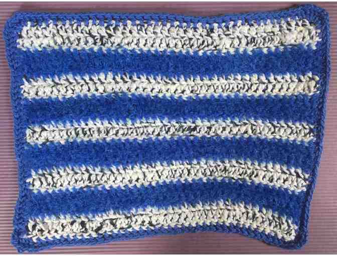 Baby Blanket Blue Hand Crocheted