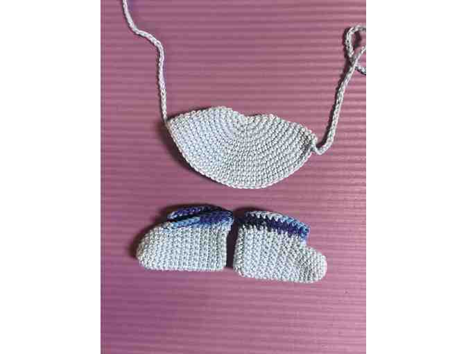 baby booties and Kippah in blue - Photo 1