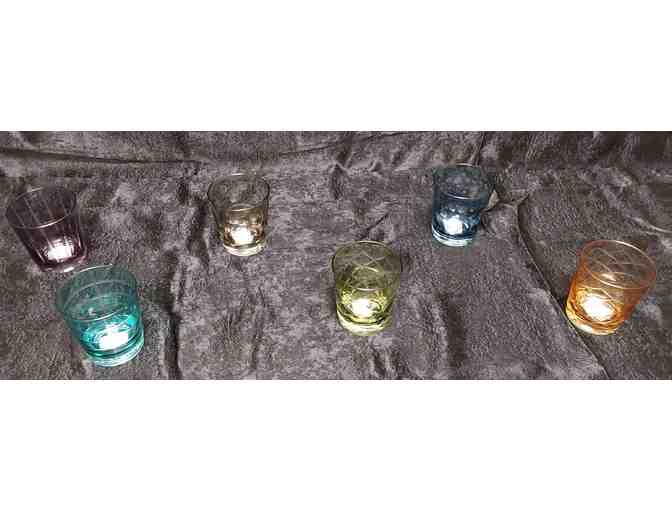 Beatriz Ball New Orleans Carved Glass Assorted Colored Old Fashioned Glasses, Set of 6