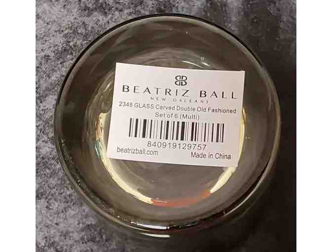 Beatriz Ball New Orleans Carved Glass Assorted Colored Old Fashioned Glasses, Set of 6