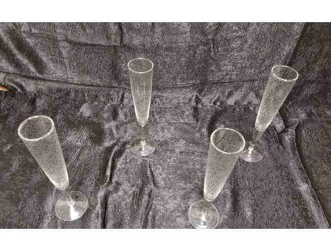 Abigails Clear Bubble Glass Champagne Flutes, 2 pairs (4 total)