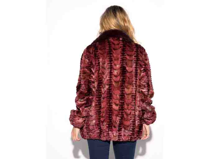 Burgundy Chevron Mink Bomber Jacket