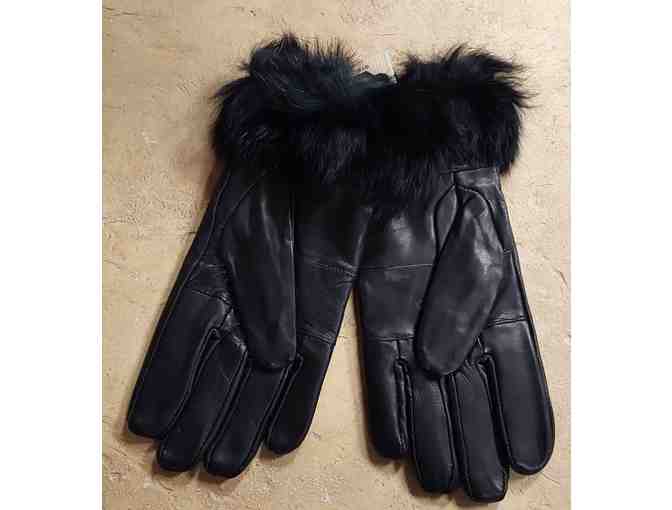 Ladies' Leather Gloves w/Fur Trim (available in Brown, Black, or Red)