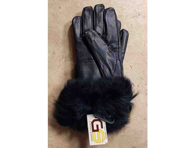 Ladies' Leather Gloves w/Fur Trim (available in Brown, Black, or Red)